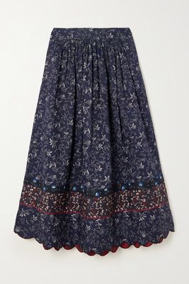 Scalloped Patchwork Floral-Print Cotton-Poplin Midi Skirt from See By Chloé