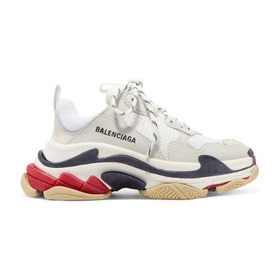 Triple S Logo-Embroidered Leather, Nubuck & Mesh Sneakers from Balenciaga