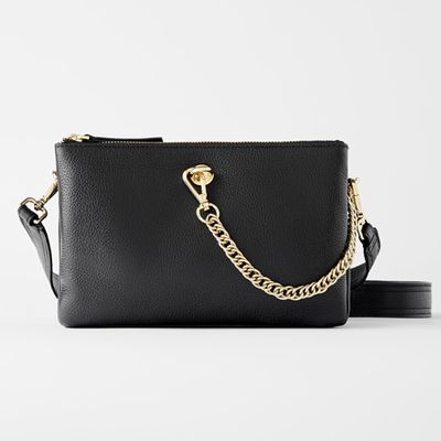 Leather Corssbody Bag With Belt Chain Detail from Zara