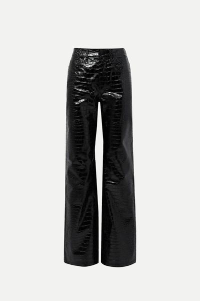 Bonnie Croc-Effect Faux Leather Straight-Leg Pant from The Frankie Shop 