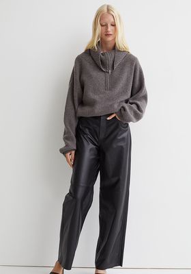 Straight Leather Trousers from H&M