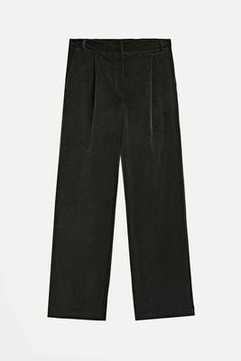 Straight Needlecord Trousers With Elastic Waistband from Massimo Dutti