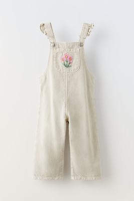 EMBROIDERED DENIM DUNGAREES