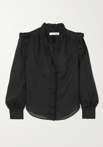 Lauren Ruffled Ramie Shirt from Frame