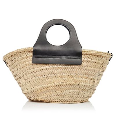 Cabas Medium Leather-Trimmed Straw Tote from Hereu