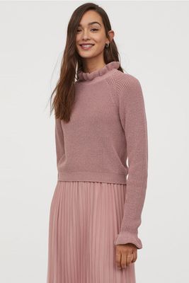 Frill-trimmed Ribbed Jumper from H&M