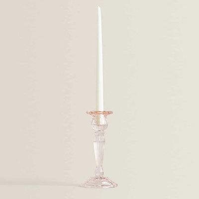 Pink Glass Candlestick