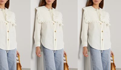 Tate Ruffled Organic Cotton-Poplin Blouse, £350 | Rejina Pyo