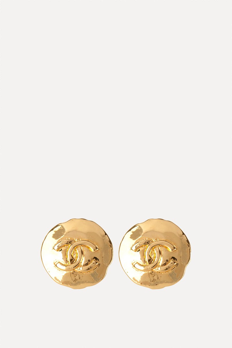 1990s Vintage Artisan Round Earrings from Chanel
