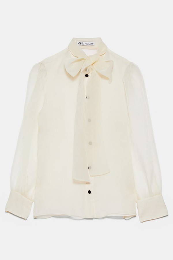 Organza Blouse With Bow Detail from Zara