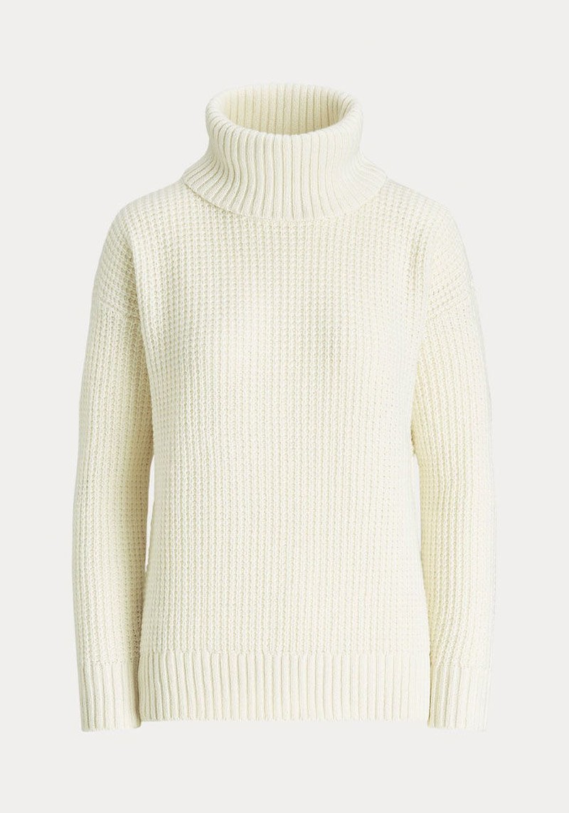 Waffle-Knit Roll Neck Jumper