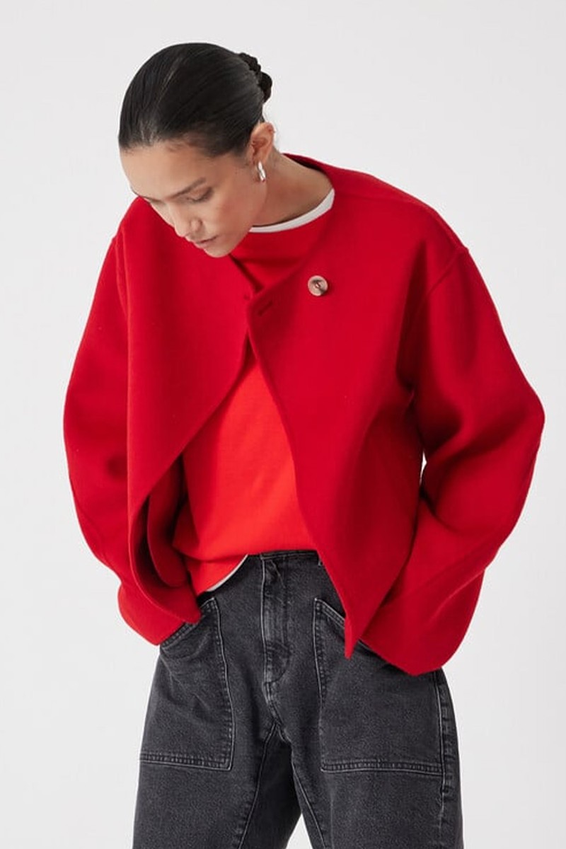Pure Wool Double Faced Collarless Jacket from Hush