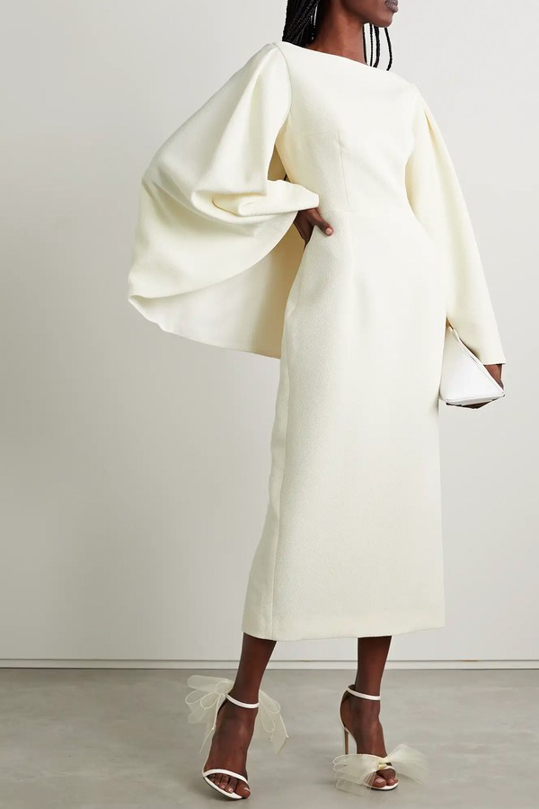 Switzy Cape-Effect Cloqué Midi Dress from Emilia Wickstead