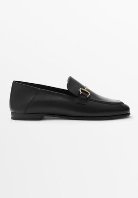 Black Metallic Leather Loafers from Massimo Dutti