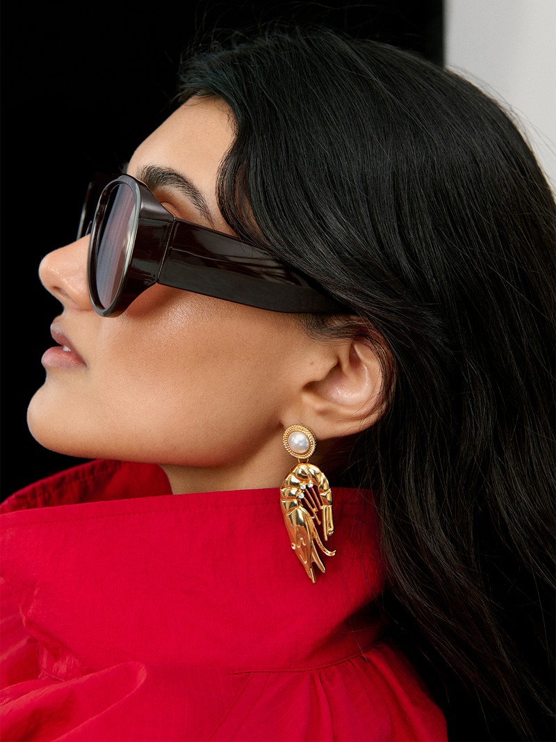 Stud Earrings With Shrimp Pendants & Faux Pearl Detail from ASOS DESIGN