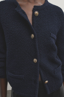  Textured Knit Cardigan With Pockets, £119 | Massimo Dutti