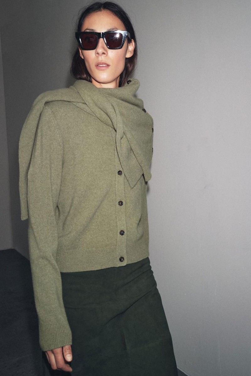 Cashmere & Wool Long Sleeve Cardigan from Zara