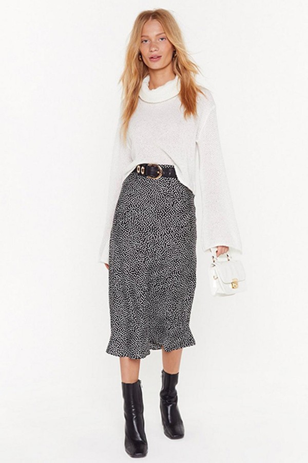 It's Spot Over Satin Midi Skirt