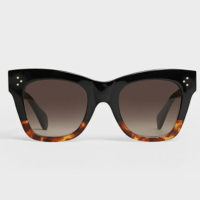 Square Tortoiseshell-Gradient Acetate Sunglasses from Celine