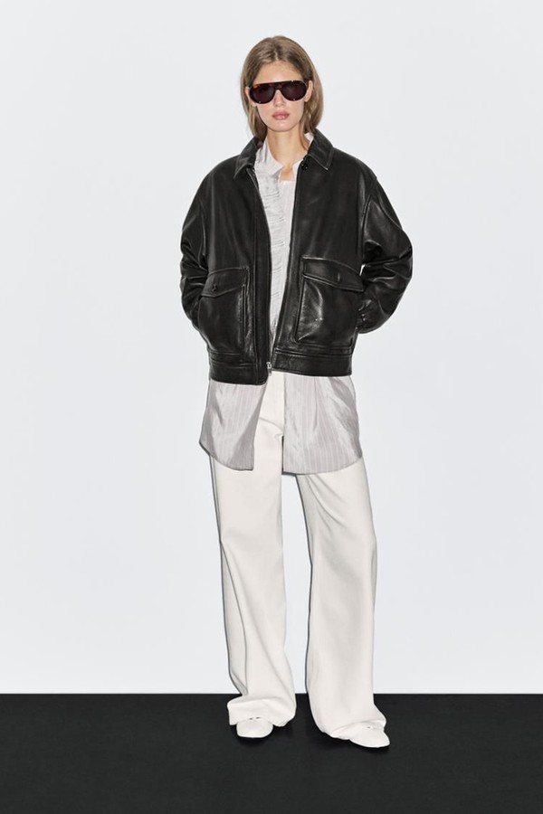 Nappa Leather Jacket With Lambskin Collar from Massimo Dutti