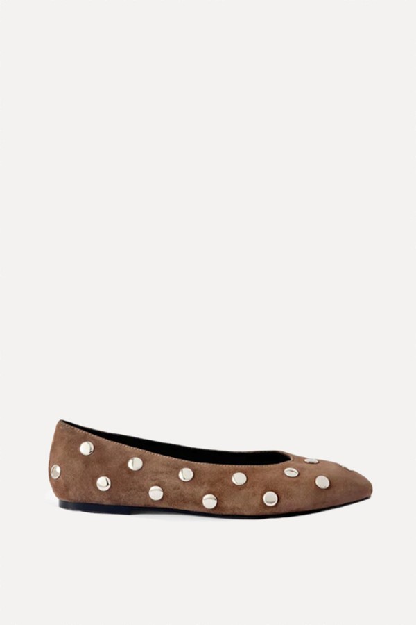 Coco Suede Studded Ballet Flats from Mint Velvet