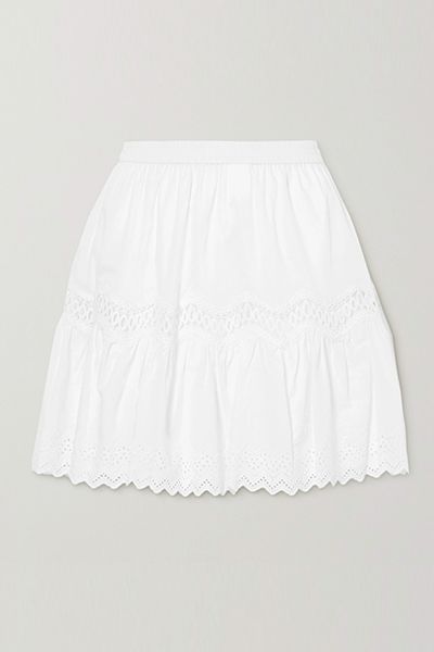 Crocheted Lace And Broderie Anglaise-Trimmed Mini Skirt from Michael Michael Kors