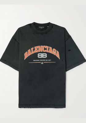 Distressed Printed Cotton-Jersey T-Shirt from Balenciaga