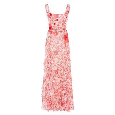Ruffled Floral-Print Georgette Maxi Dress from Costarellos