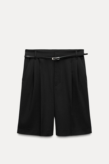 Pleated Bermuda Shorts With Belt from Zara