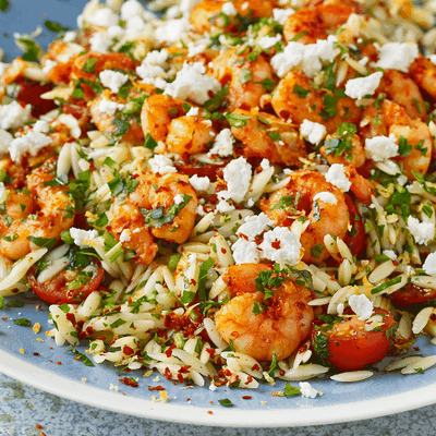 Prawns With Orzo Tabbouleh