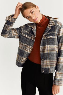 Checked Textured Jacket from Mango