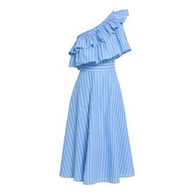 One-Shoulder Striped Midi Dress from Raoul