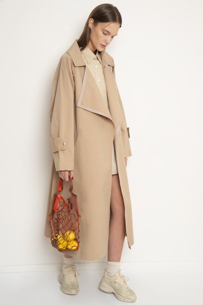 Khaki Crossover Trench Coat from Frankie Shop