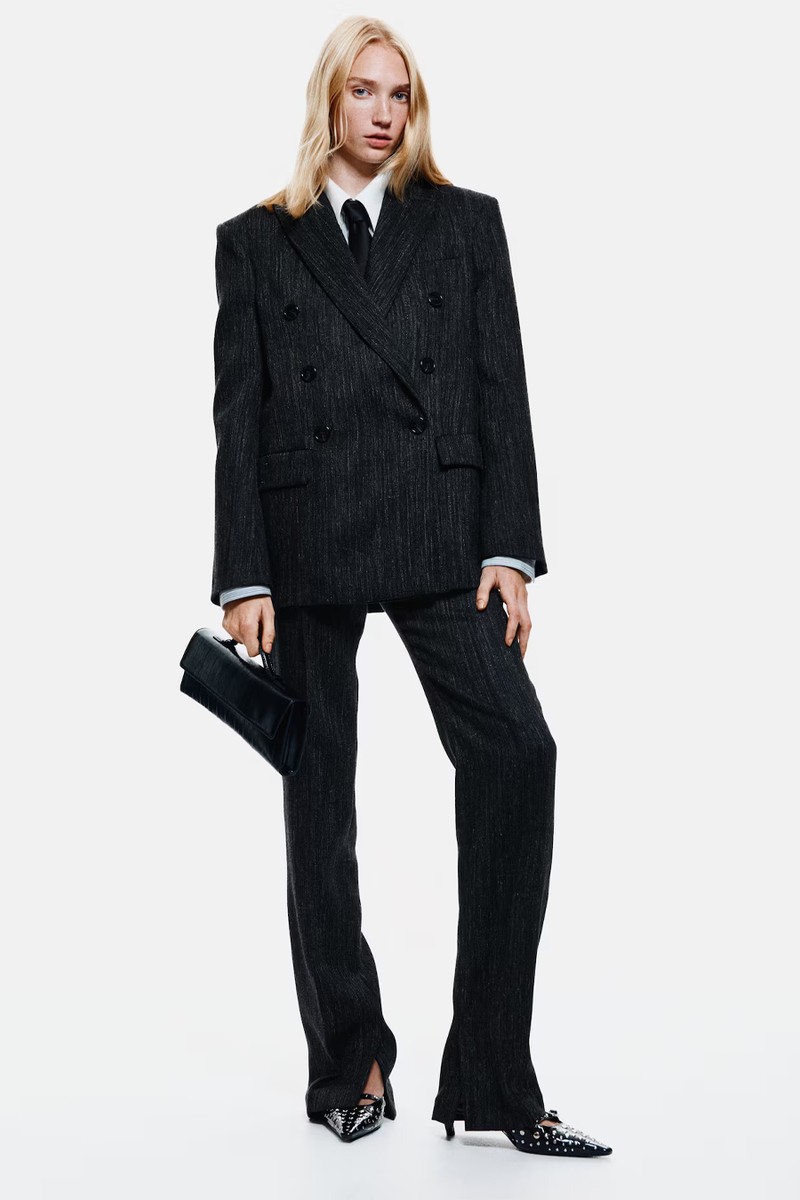 Double Breasted Wool Blend Blazer