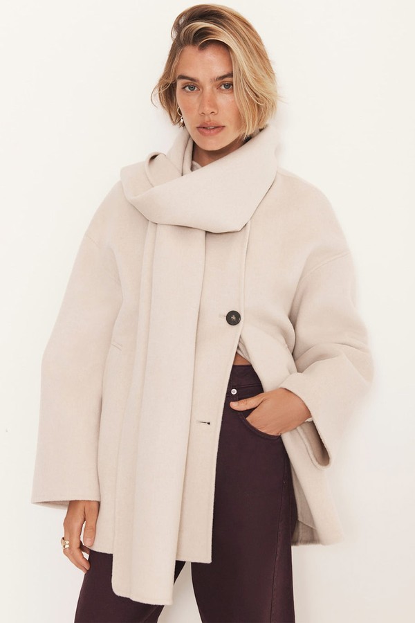 Wool Blend Hand Finished Scarf Coat from Mint Velvet