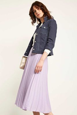 Lilac Satin Pleated Skirt