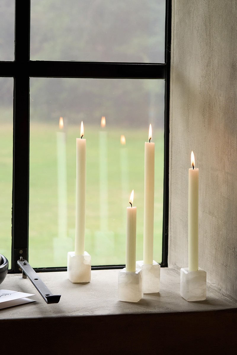 Set Of 4 Alabaster Cube Candle Holders from The White Company 