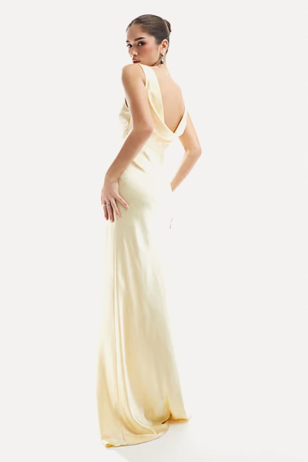 Jane Cowl Back Satin Dress from Six Stories