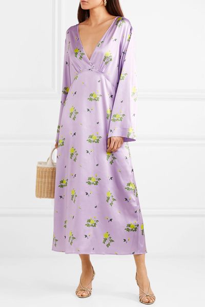 Sarah Floral-Print Stretch-Silk Satin Dress from Bernadette