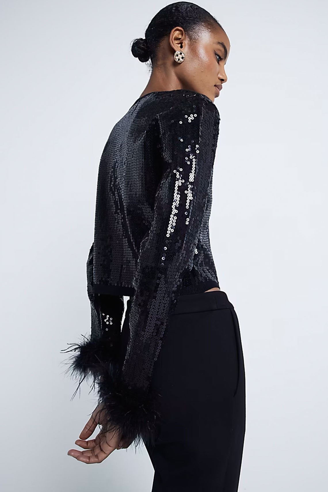 Sequin Feather Cuff Cardigan from River Island