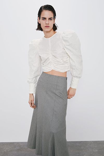 Gathered Jacquard Top