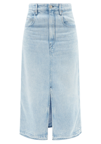 Tilauria Hem-Slit Lyocell-Denim Midi Skirt