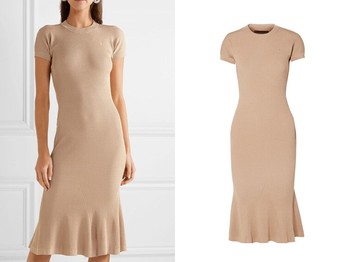 Shiori Fluted Metallic Ribbed-Knit Dress from Brandon Maxwell