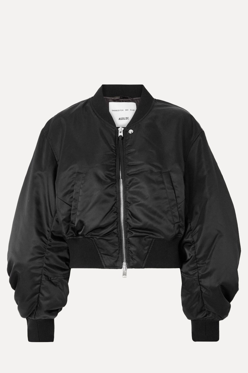 Jett Cropped Recycled Satin-Twill Bomber Jacket from AGOLDE X Shoreditch Ski Club