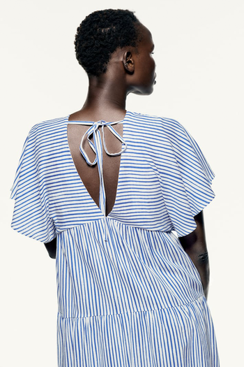 Striped Linen Blend Dress from Zara