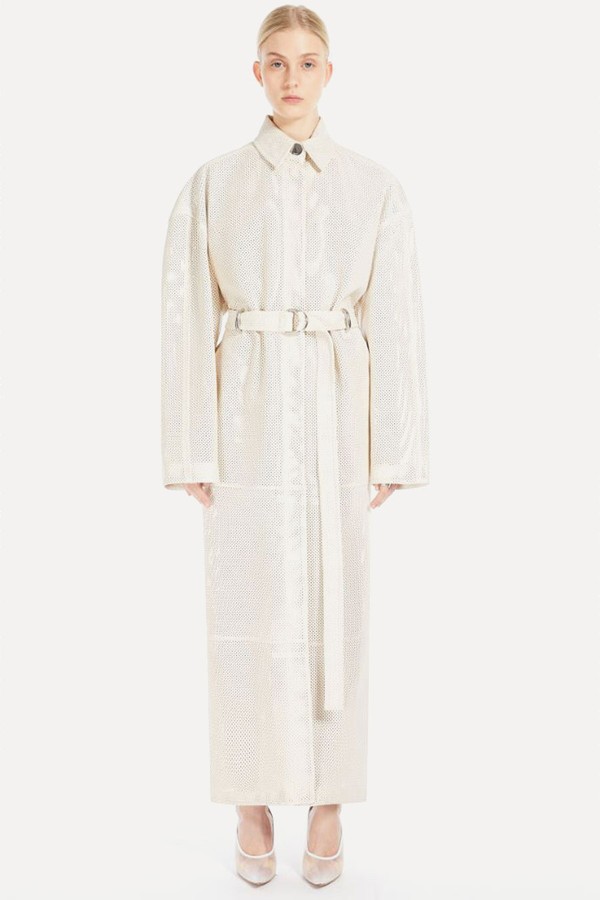 Long Nappa Leather Trench Coat