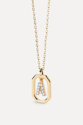 Letter A Mini 18ct Yellow-Gold Plated Sterling-Silver & Zirconia Pendant Necklace from PD Paola
