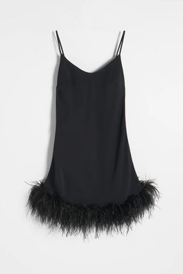 Mini Dress With Faux Feather Hem from Reserved