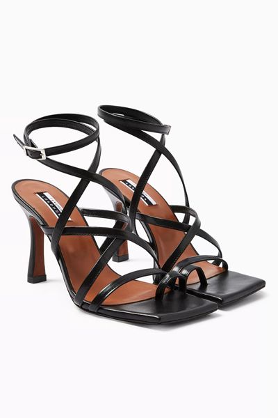 Leather Black Toe Loop Sandals from Topshop