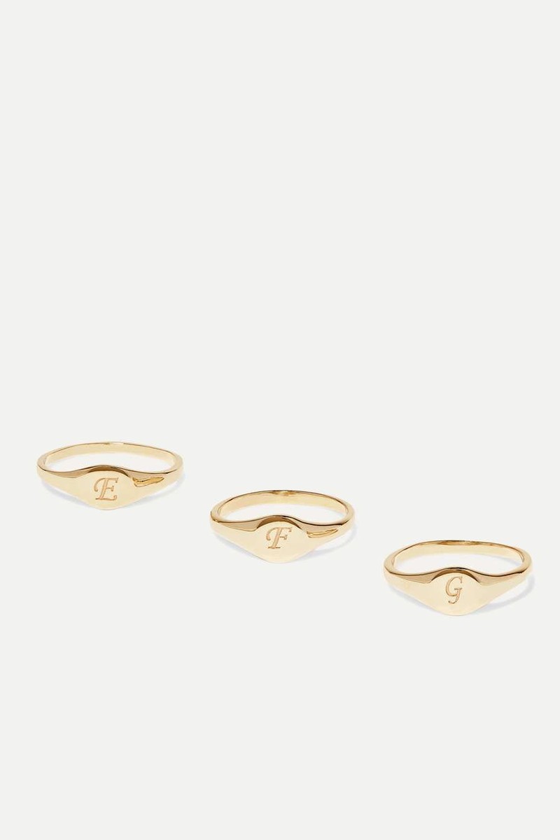 Alphabet Mini Pinky Gold Ring Alphabet Mini Pinky Gold Ring from Stone & Strand